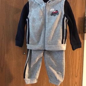 Baby Boys 3pc Hooded Gray&Navy Jogging Suit